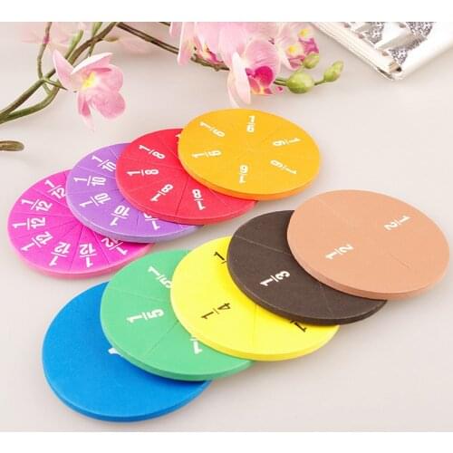 51pcs Circular Numbered Fractions Counting Chips Educational Math Toys Round Shape EVA Materials Mathematics Learning Kids Gift