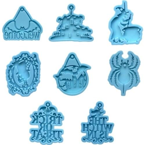 Shiny Glossy Silicone Resin Molds Halloween Witch Keychain Mold DIY Keychain Pendant Jewelry Epoxy Resin Crafting Molds