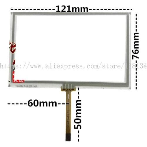 5inch ZB-141 121*76 resistance screen for gps glass touch panel width 76mm length121mm