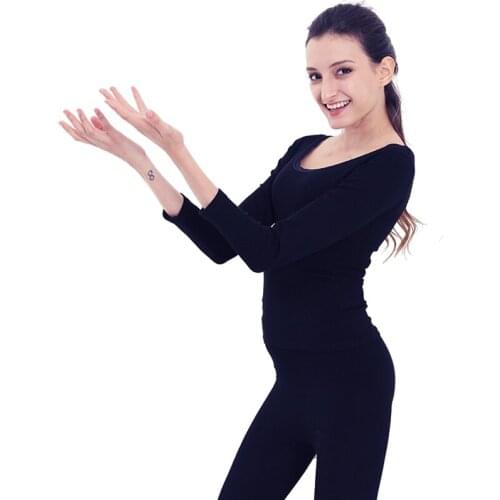 New Products Womens Autumn/Winter Lace Round Neck Body Shaper Thermal Underwear Medium Thick Sexy Body Underwear Set Wholesale