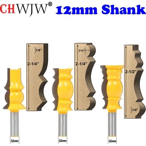 CHWJW 1PC 12mm Shank Reversible Crown Molding Router Bit Set Line knife Door knife Tenon Cutter for Woodworking Tools