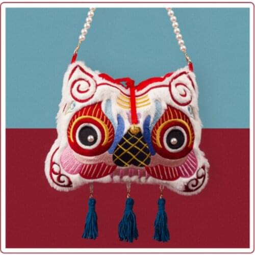 Women Embroidery Mom And Kits Bag Set Crossbody Cotton Tiger Chinese Totes Lion Tassel Pearl Chain Small Shoulder Bags