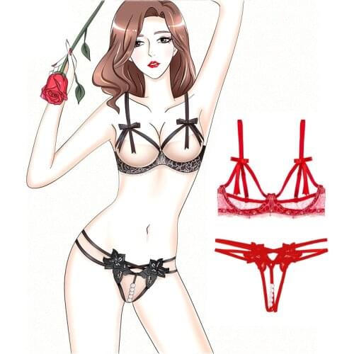 Exotic Sexy Lingerie Set Sleepwear Lace Bra Pearl Thongs Sexy Costumes for Women Temptation Sexy Underwear Women Lingerie Set