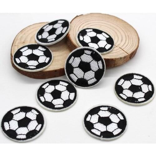 5pc S/M/L/XL Round Embrioidery Football Patches for Clothing Iron on Boy Clothes T-shirt Jeans Sticker Black Appliques Stripes