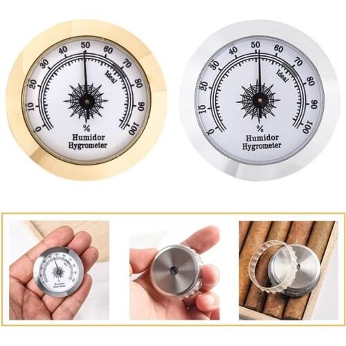 49mm Adjustable Round Cigar Hygrometer High Precision Cigar Case Moisture Meter Tobacco Box Humidity Gauge Cigar Accessories