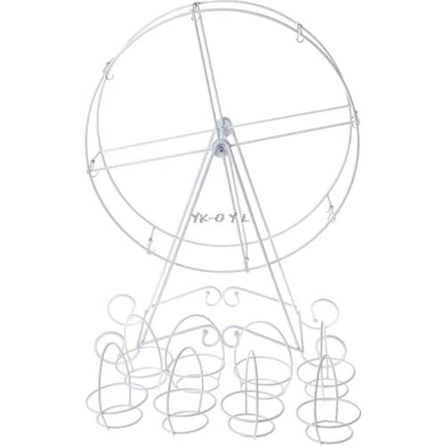 8 Cups Metal Rotating Ferris Wheel Cupcake Dessert Stand Cake Holder Display Birthday Wedding Decoration Party Supplies