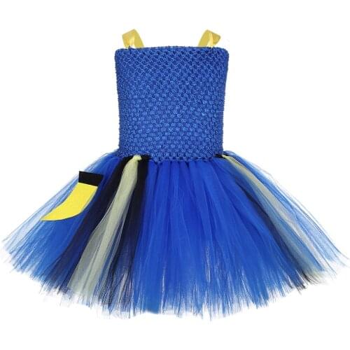 Cute Clownfish Nemo Dory Tutu Dress Tulle Cartoon Blue Fish Dress Up Girls Birthday Party Dress Kids Halloween Carnival Costumes