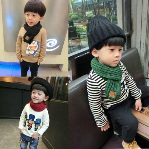 New knit scarf boys and girls cute fashion solid color simple wild autumn and winter baby children keep warm