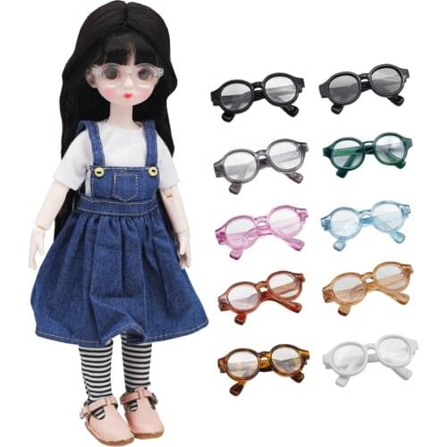 4.5cm Mini Cute Plastic Round Glasses For 1/6 1/8 1/12 BJD SD YOSD Dolls Toy Transparent Glasses Accessories
