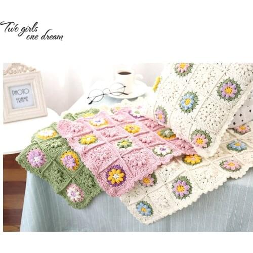 Original Nostalgia Handmade hook Sofa Back Cushion pillow DIY Hand Crochet Flower Idyllic Shooting Decor Props pillow Gfit 30cm