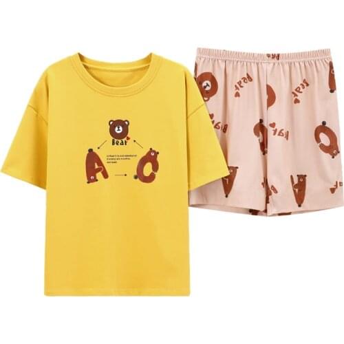 Pajamas for Women Summer Sleepwear Cotton Short-sleeved Pijama Cute Female Suit Clothes Sets Homewear Apparel Dress