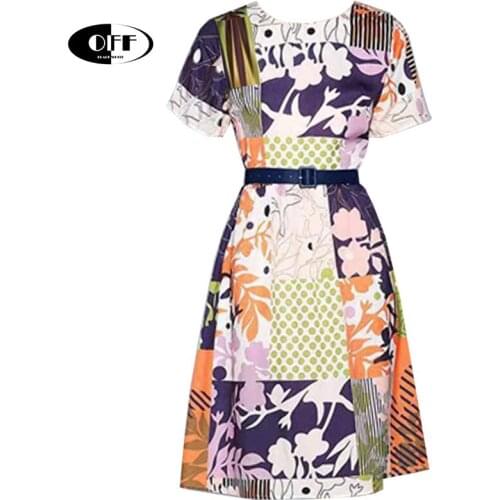 French Traf Basic Office Vintage printed midi summer dresses light women elegant short sleeve zevity casual chic dress vestidos