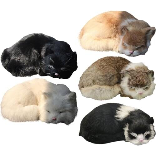 Handcrafted Realistic Cat Plush Simulation Figurine Toy for Kids Gift Props