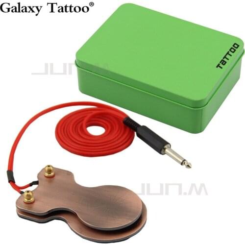 Free Shipping Steel Copper Plating Tattoo Foot Pedal Switch Silicone Cord For Power Supply Red With Blue Or Green Box