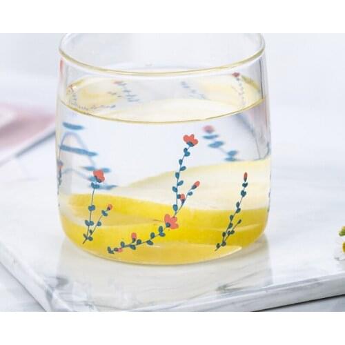 Sany INS Glass Heat-resistant Home Yogurt Cup Teenage Cute Fresh Milk Breakfast Cup High Green Leaf Cup