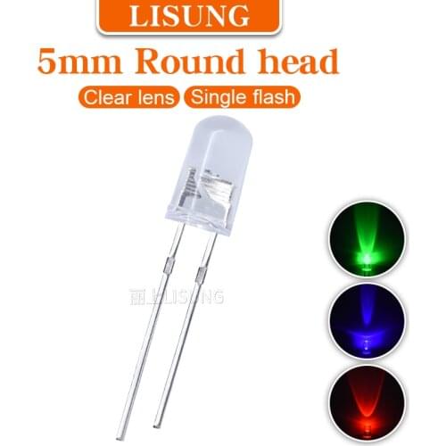 1000pcs/bag 5mm Led 2 Legs Flashing Round Red Bule Green Single Flash With Ic Water Clear Lens Led Diode 2pins Through Hole