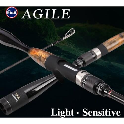 TSURINOYA Fishing Rod AGILE 1.96m 2.01m L ML Ultra-light Weight FUJI accessories Carbon Handle Spinning Casting Rod