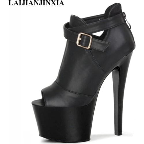 LAIJIANJINXIA Spring New Sexy Women Pole Dancing Ankle Boots 17cm High Heels Platform Shoes Wedding Party Dress Dance Shoes