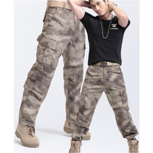 Army Fans Field Combat Camouflage Tactical Pants Men Outdoor Military Training Hiking Hunting Loose Straight Overalls Trousers