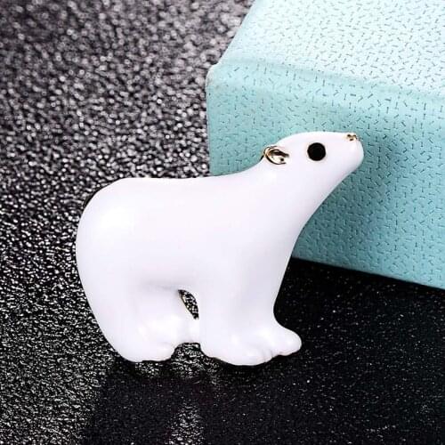 Zlxgirl jewelry Brown Enamel Polar bear brooch for men gifts metal alloy brooches bouquet Women Kid Bags and hats Clothes Bijoux