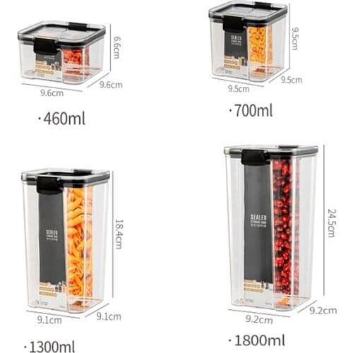 Grain Container, Square Lock Storage Jar, Transparent Grain Jar, Stackable Plastic Crisper, Snack And Dried Fruit Storage Jar