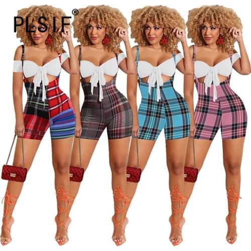 Plaid Print Women Set Classic Summer Fashion Women Shorts Set Two 2 Piece Set Tracksuit
