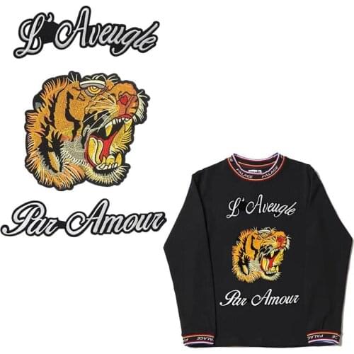 1 Set Letter Tiger Head Patch DIY Clothes Patches for Clothing Sew on Embroidered Applique Crafts Stickers