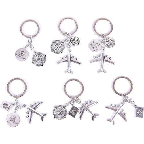 1PCS Friendship Best Friend Earth Airplane Keychains No Matter Where Pendant Travel Keyring Jewelry Diy Gift For Traveler