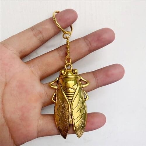 1pcs Gold Color Insect Cicada Pendant Popular Keychain DIY Metal Jewelry Handmade Accessories