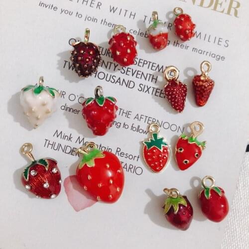 10pcs New Diy Jewelry Accessories, Dripping Alloy Small Pendant, Bracelet Pendant Material, Cute Three-dimensional Strawberry