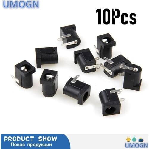 10Pcs PCB Mount 5.5 x 2.1 mm Female DC Power Jack Plug Socket Connector Black