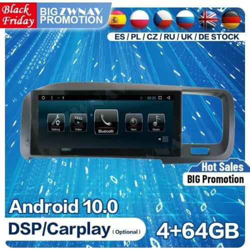 2 DIn Carplay Android 10 Player For Volvo S60 V60 2011 2012 2013 2014 2015 2016 2017 Audio Stereo Multimedia Radio Receiver Unit