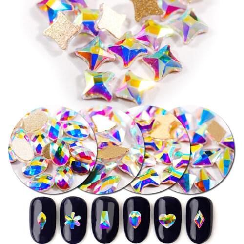 20Piece AB Crystal Rhinestones Multishape AB Glass Rhinestone Flatback AB Crystals For Nails Clothes Face Jewelry