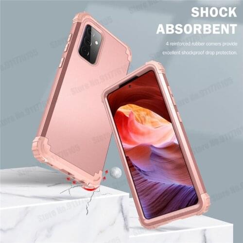 3 in 1 Full Protective Phone Case For Samsung S21 S20 Ultra A72 A71 A51 5G PC Hard Cover For Galaxy A21 A11 A10 A20 Phone Cover