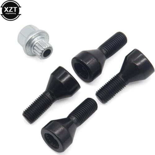 4 Bolts+1 M12 x 1.5 Wheel Lock Screw Cap Aluminum Alloy Wheel Bolts FD419 For BMW 1/3/5/6 series 36136786419