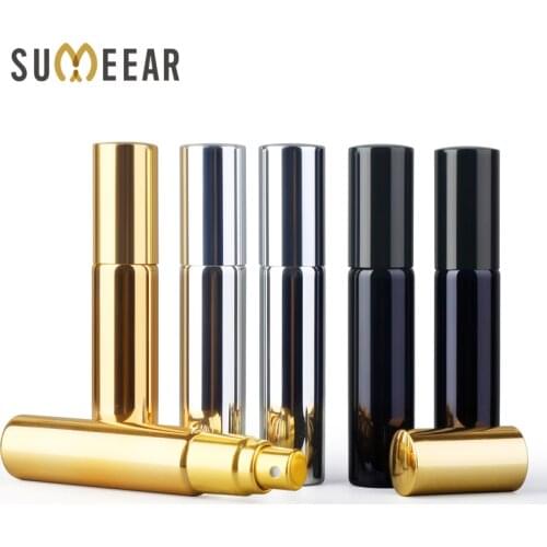 50Pieces/Lot 10ML Perfume Bottle UV Plating Glass Refillable With Aluminum Atomizer Spray Bottles Sample Empty Containers