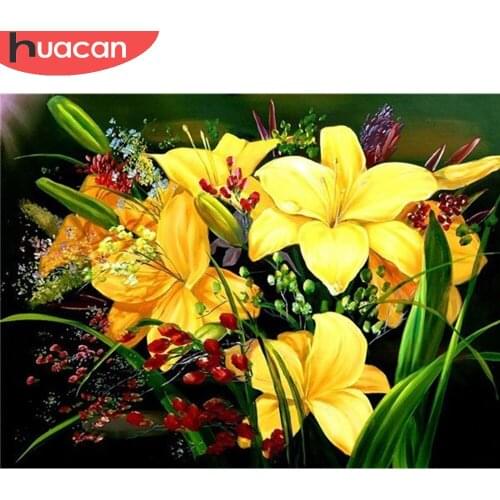 HUACAN Full Square/Round Diamond Painting Flower Lily Embroidery Cross Stitch Decoration Painting With Diamonds