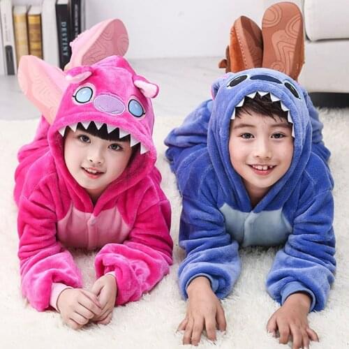 Anime Pijama Kids Pajamas Stitch Pyjamas For Children Animal Cartoon Baby Costume Winter Boy Girls Animal Onesie Cosplay Costume