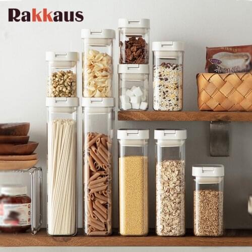 Storage Jars Kitchen Plastic Transparent box Sealed Cans with Cover Food Storage Container Bottles Spice Jars Candy Storage Tank