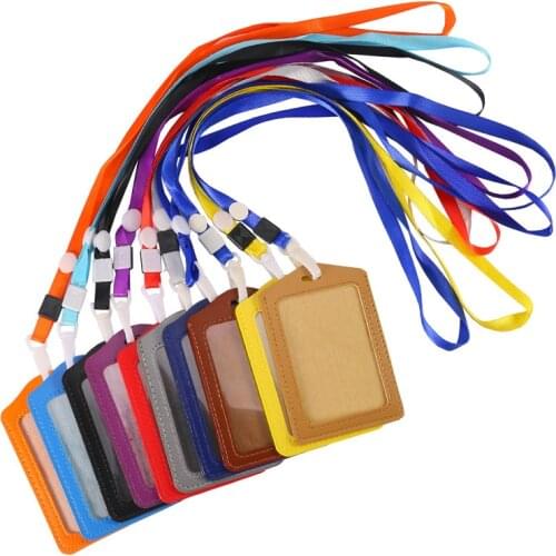 Credit Card holder Women Men PU Bank Card Name Card Bus ID holders candy colors Identity badge with lanyard