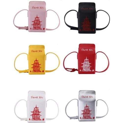 Chinese Tower Printing Box Shoulder Bags for Women Fashion Cartoon Crossbody Bag Small Girls Bag