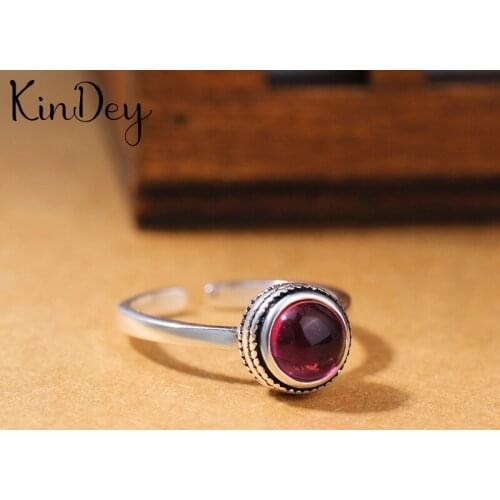 Kindey Retro Jewelry Silver Color Red Crystal Rings For Women Bridal Engagement Party Antique Rings Wholesale