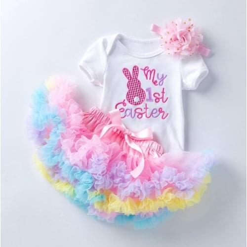 Princess Baby Girls Clothing Set Easter High Quality Princess Girl Infantil Clothes Tutu Skirt+Headband+Romper Girls Outfits Set