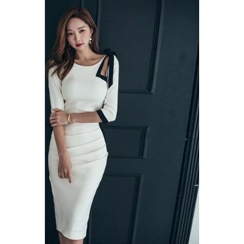 MingJieBiHuo Fashion new arrival patchwork personality high quality slim hollow dress sexy comfortable party women formal dress