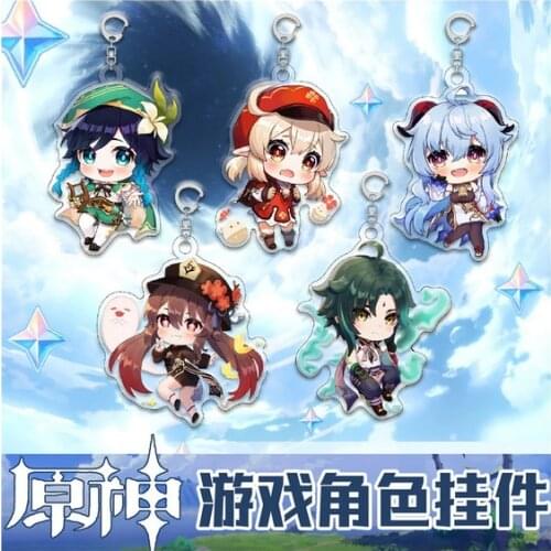 New Hot Game Genshin Impact Paimon Venti Klee Keqing Ganyu Hu Tao Xiao Acrylic Figure Model Pendant Toy Keychain Keyring Cosplay