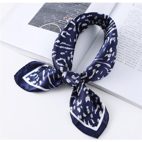 2020 New Women Silk Scarf 50cm Square Hair Band Neck Wraps Women Foulard Neckerchief Print Satin Scarves for Bag Tie