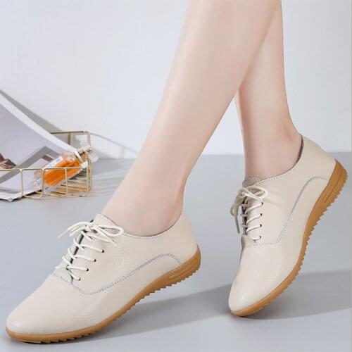 Spring 2021 New Womens Shoes Leather Small White Shoes Soft Soled Small Leather Shoes Casual Shoes Flat Bottomed Womens Single