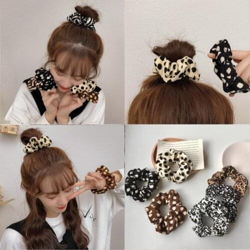 New Vintage Leopard Zebra Pattern Hair Rope Women Corduroy Scrunchies Polka Dot Hair Ties Elastic Hairbands Girl Hair Accessorie