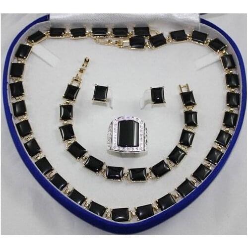 Wholesale price 16new New noble natural black onyx jewelry set