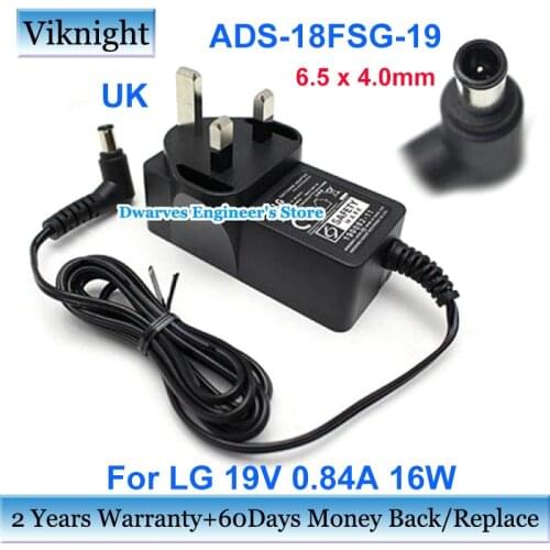 Genuine Charger for LG 19V 0.84A EAY63032019 ADS-25FSF-19 22MK430H 16w AC Adapter 19M38A FLATRON 27EA 33V-B LCAP42 Power Supply